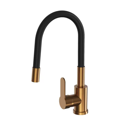 Gamma Flex 2000 Mosogató Álló Design Csaptelep - Rugalmas, Szálcsiszolt arany/Fekete