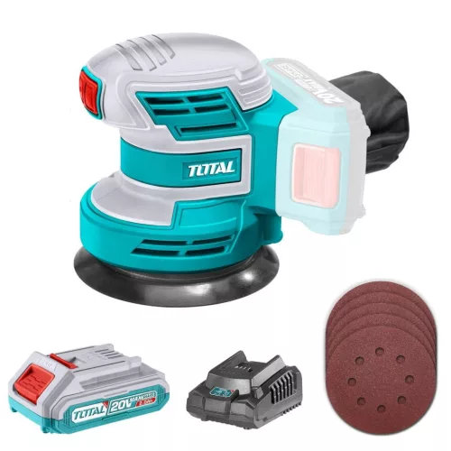 TOTAL Excentercsiszoló - 1x2Ah 10000prn/20V/P20S +töltő