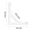 LED alumínium profil sín 2000x16x16mm íves sarokprofil