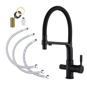   Gamma Vegas Vízszűrős Mosogató Csaptelep - Rugalmas, Zuhanyfejes, Fekete